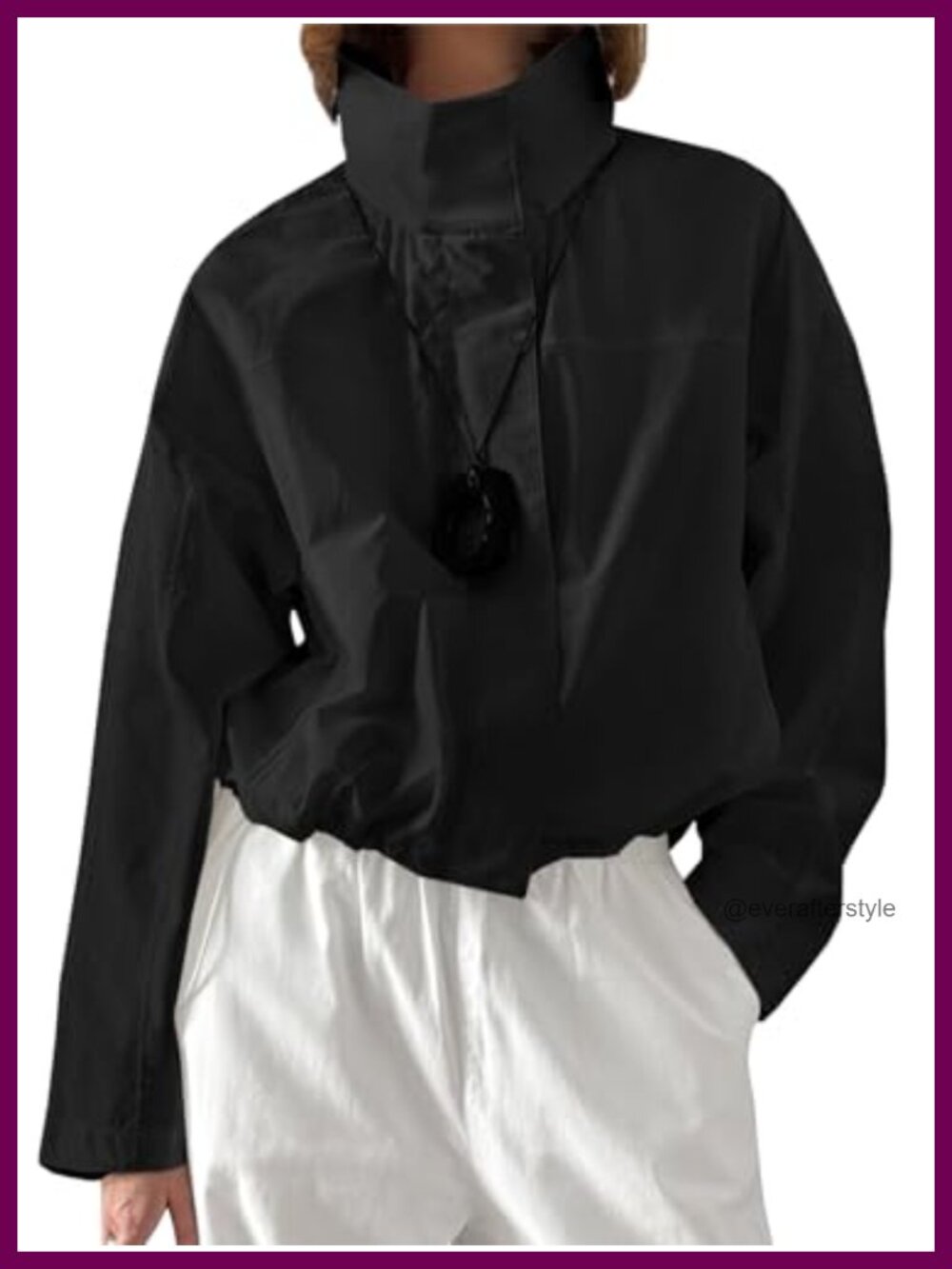 Women's Lightweight Hooded Windbreaker Casual Loose Fit Zip Up Jacket